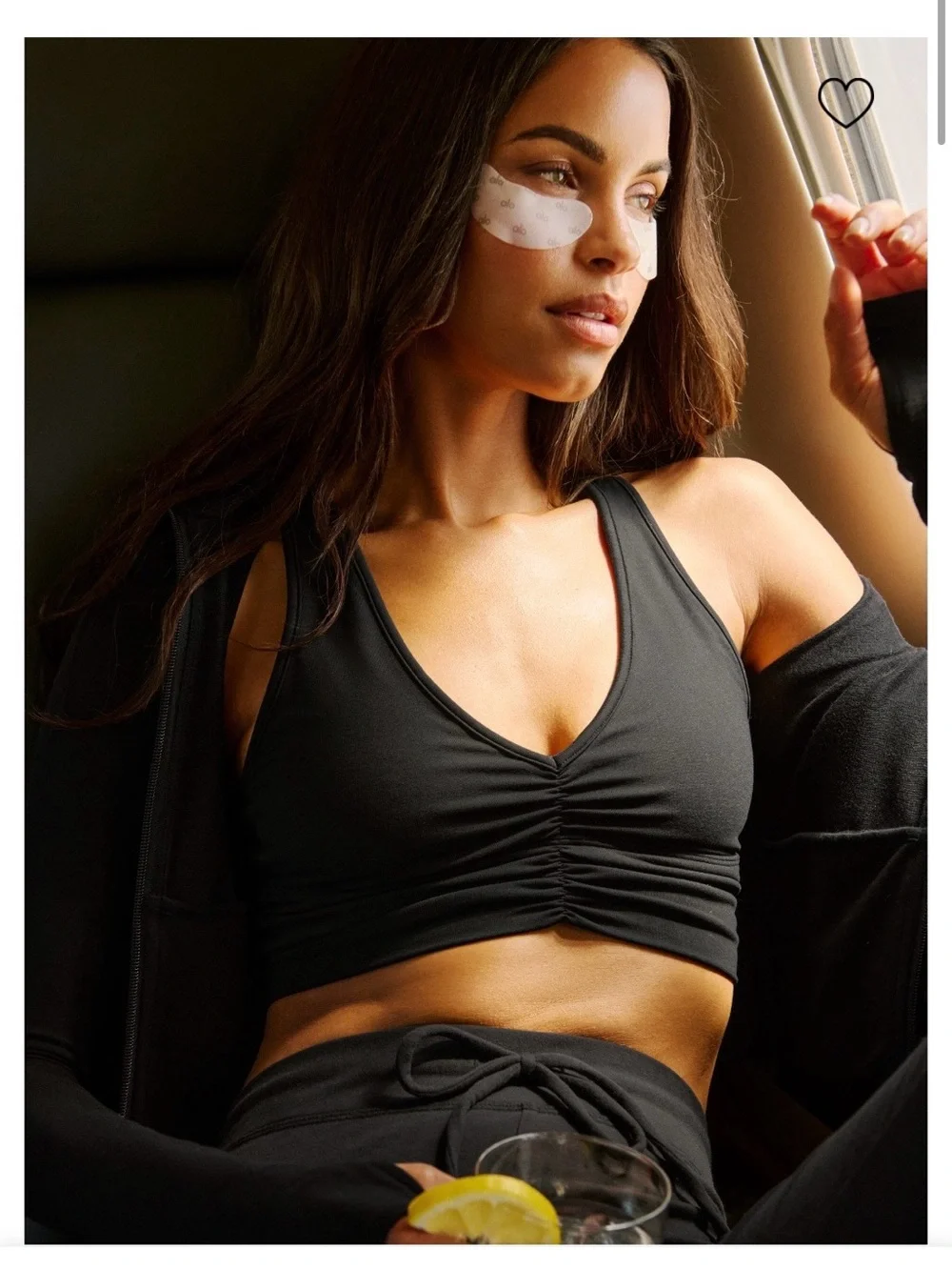 ALO Yoga Black Ruched V-Back Sports Bra